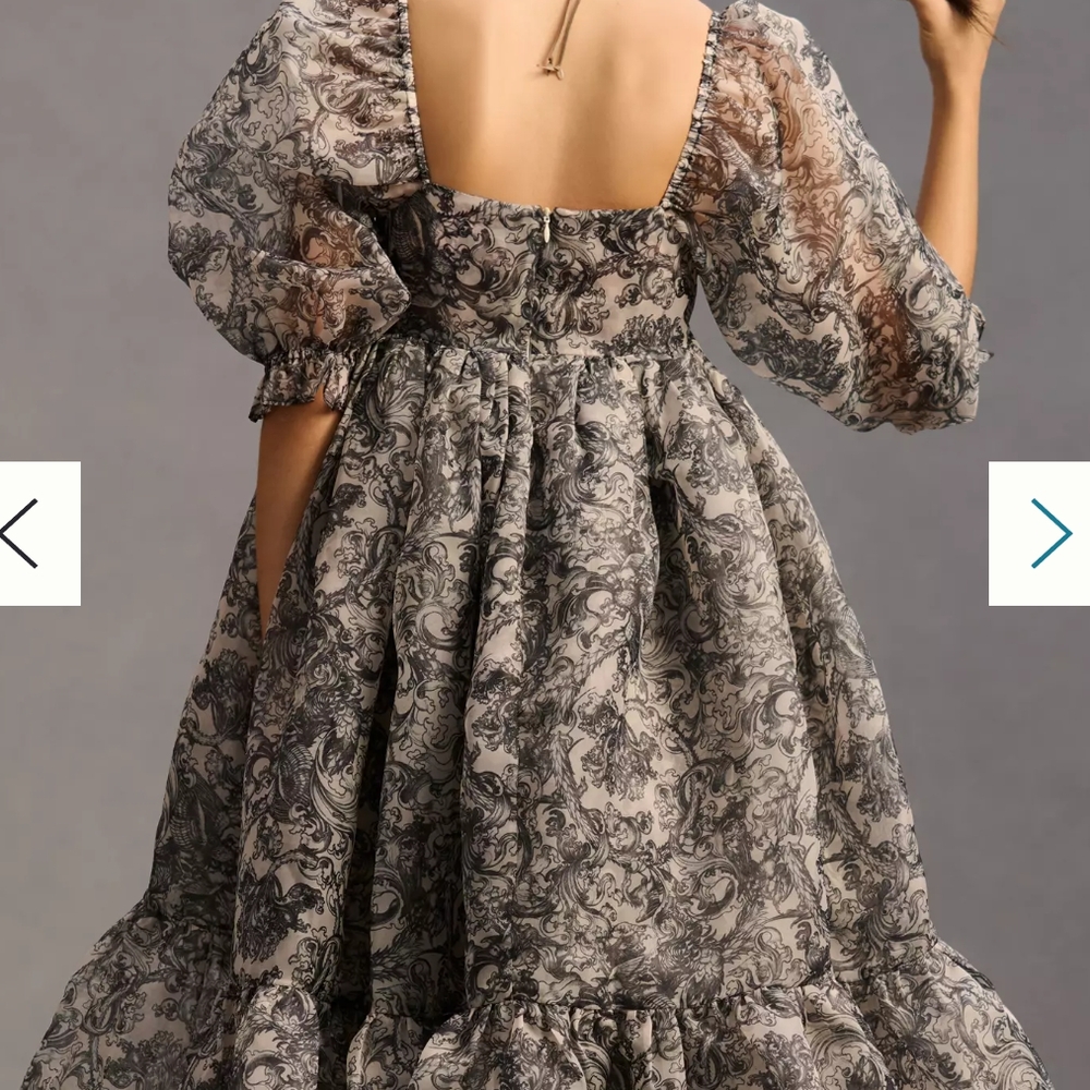 Elegant Black and Gray Patterned Dress - Picture 3 of 5